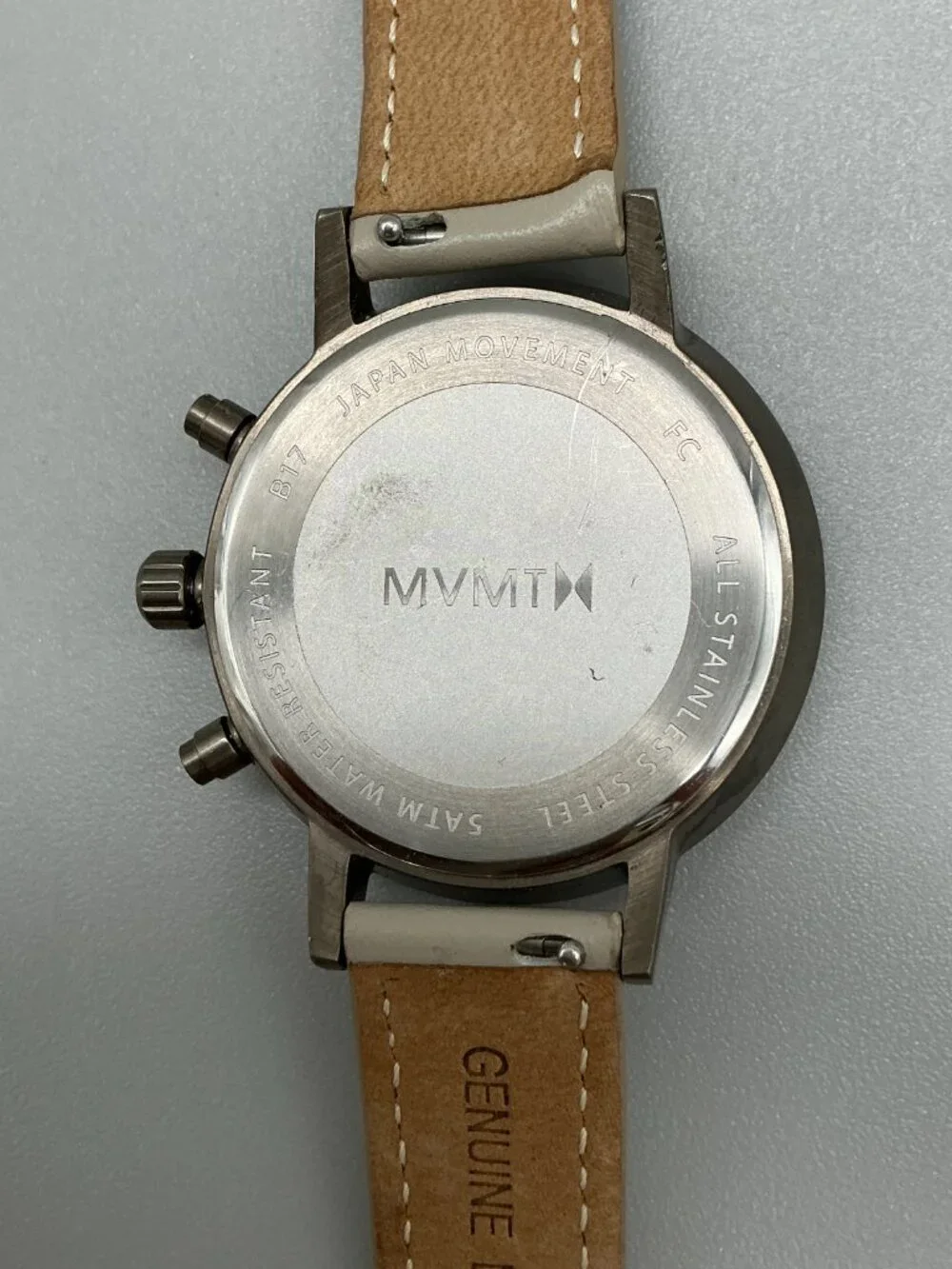 MVMT Nova Lyra Womens Watch 38mm Silver Tone Day Date Leather Band New Battery